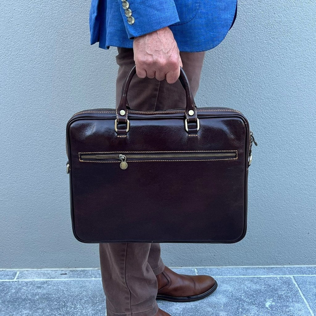 Bruno briefcase in dark brown